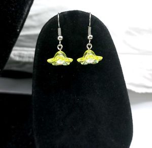 Handmade Beaded Flower Earrings - Yellow