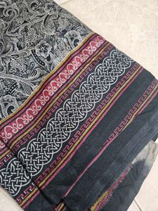 black Saree with beautiful patterns