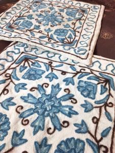 Wool embroidered cushion cover