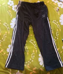 black cotton trouser pants with white stripes