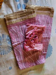 Pink & Gold Sari with Blouse