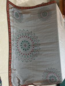 Silver Silk saree With Red Border