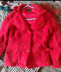 Fur Cherry Red Coat For Winter