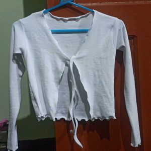 White Tie Front Top