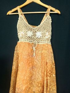 Brown Printed Women Dress