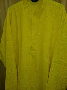Yellow Party Wear Kurtha For Men  - Used Only Once