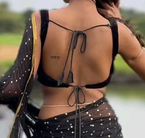 Velvet Padded Backless Drawstring Strappy Blouse