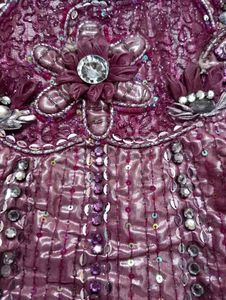 lengha saree with attached palla beautiful work