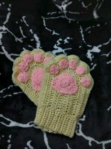 Crochet Paw Fingerless Gloves🐾