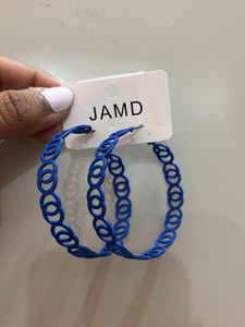 Blue Geometric Hooping Design Hoop Earrings