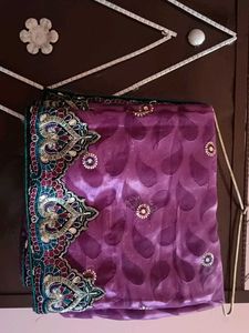 Purple Paisley Saree with Embellishments
