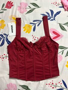 Littlebox Burgundy sweetheart neck Corset Top