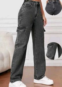Acid Wash Cargo Jeans