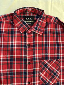 Red Blue Checked Mens Shirt