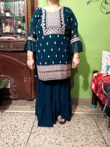 Elegant Teal Embroidered Kurta Set