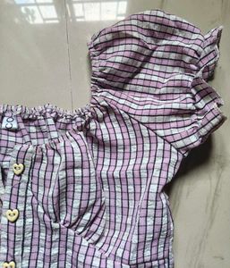 Y2K Checkered Puff Sleeve CropTop