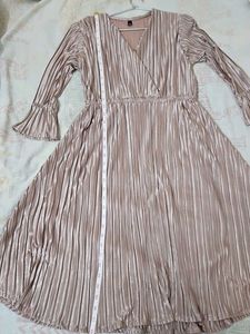 Rose Gold Pleated Midi Dress