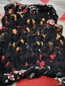 Unique Black &amp; Orange Embellished Textile