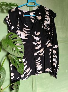 Floral Black Top