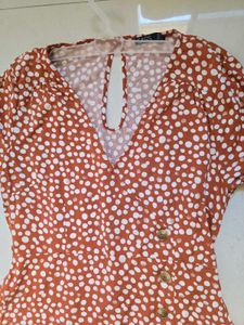 Brown Floral Wrap Dress