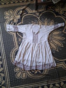 Embroidered White Ethnic Kurta