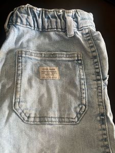Zara Denim Light Wash Cargo Pants