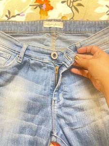 Sky Blue Faded Denim For Girls