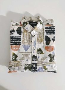 Men’s Multi-Color Geometric Print Corduroy Shirt –