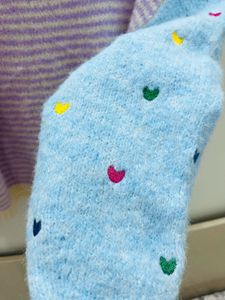 Pastel Striped Heart Sleeve Sweater