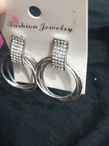 Silver Circle Dangle Earrings