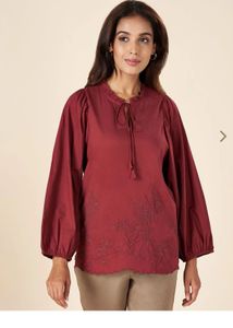 Burgundy Embroidered Blouse