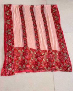 Light Pink Floral Saree with Matching Blouse