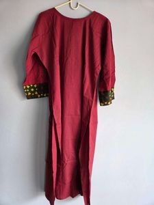 New w Tag Maroon Cotton Kurta mirrorwork 42