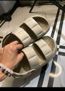Beige Double Strap Slides