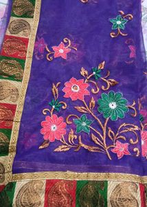 Elegant Purple Embroidered Saree
