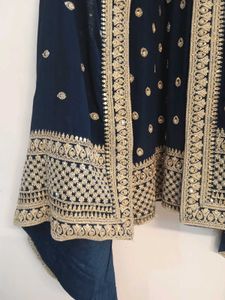 Navy Blue &amp; Gold Embellished Indian Outfit