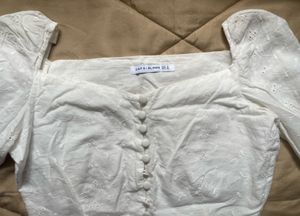 White Eyelet Embroidered Long Sleeve Top