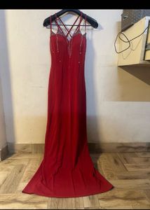 Red Embellished Maxi Dress