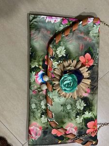 Floral Print Chain Clutch
