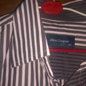 Allen Cooper Striped Black And White Shirt