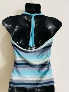Blue Striped Swimwear