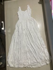 Chikankari White Gown