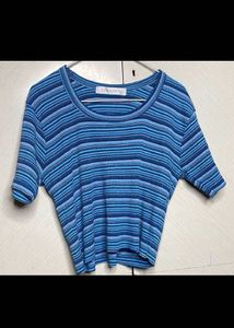 Blue Striped Casual T-Shirt