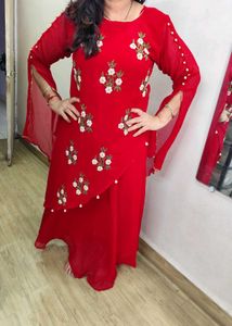 Red Embroidered Indian Long Dress