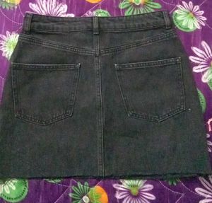 Black Denim Mini Skirt