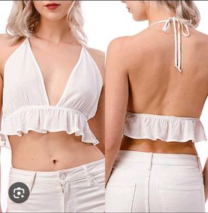 WHITE HALTER TOP