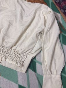 Elegant White satin zara Shirt