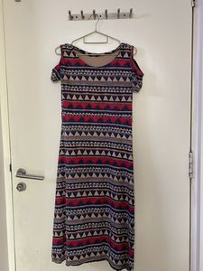 Patterned Cold Shoulder Dress