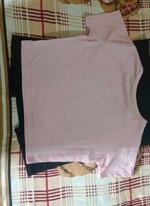 pink cute top Black Slit Maxi Skirt