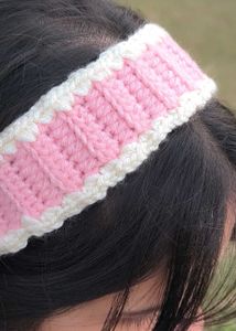 Crochet Headband - Pink &amp; White